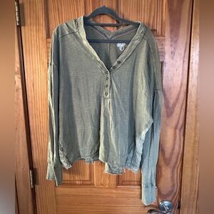 Pilcro Olive Green Henley, Size Large